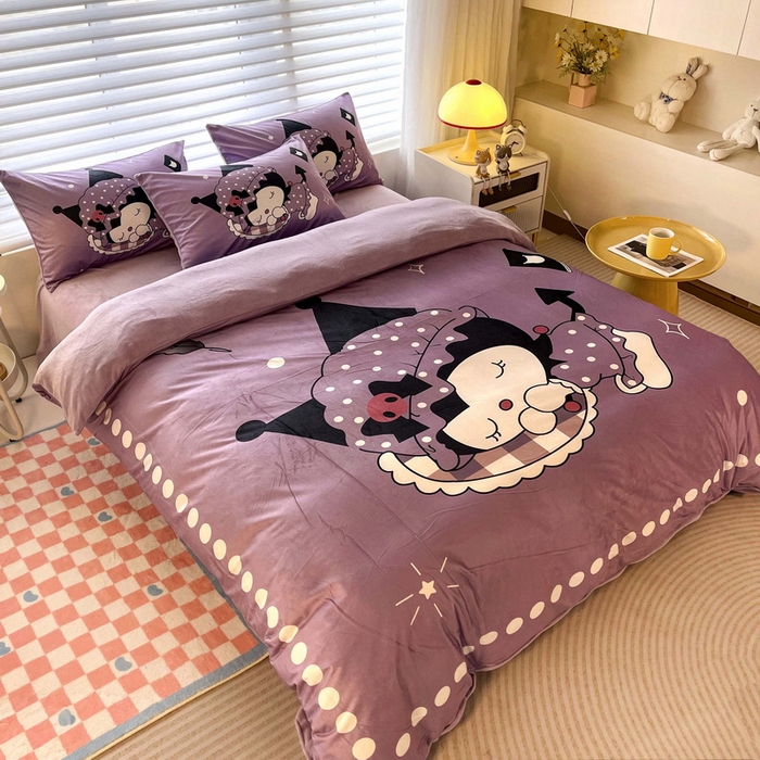 91家纺网 家纺一手货源 找家纺 一电 2025外贸跨境电商儿童卡通床上四件套亲肤牛奶绒学生三件床单被套加大珊瑚宝宝卡通单被套 睡觉公主