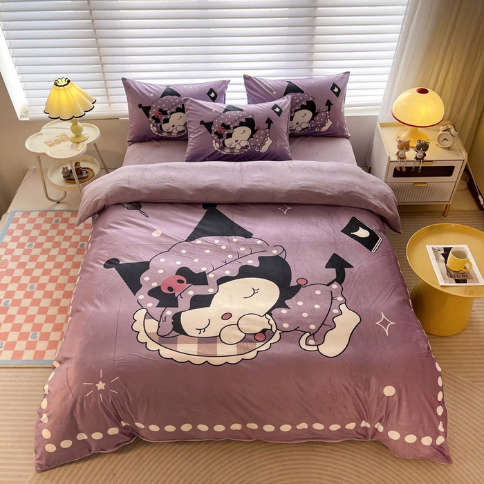 91家纺网 家纺一手货源 找家纺 一电 2025外贸跨境电商儿童卡通床上四件套亲肤牛奶绒学生三件床单被套加大珊瑚宝宝卡通单被套3 睡觉公主