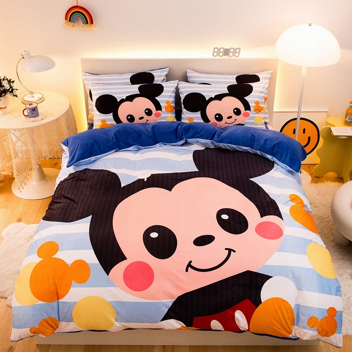 91家纺网 家纺一手货源 找家纺 一电 2025外贸跨境电商儿童卡通床上四件套亲肤牛奶绒学生三件床单被套加大珊瑚宝宝卡通单被套3 小哥哥