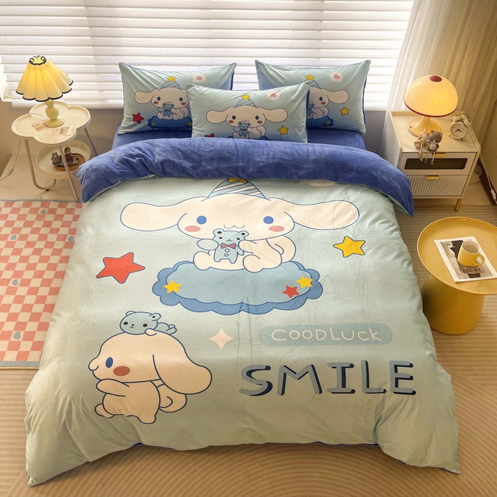 91家纺网 家纺一手货源 找家纺 （总）一电 2025外贸跨境电商儿童卡通床上四件套亲肤牛奶绒学生三件床单被套加大珊瑚宝宝卡通3