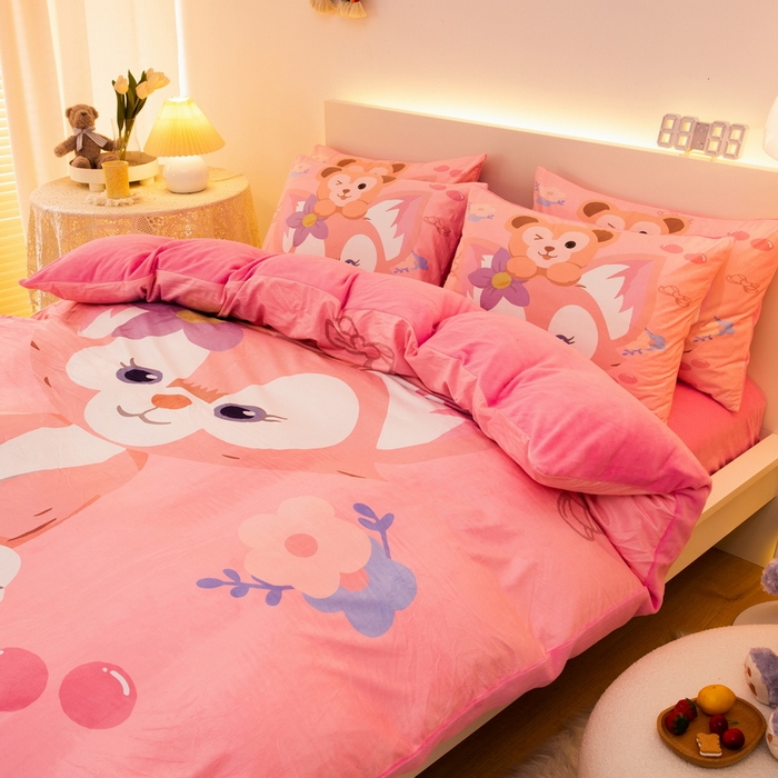 91家纺网 家纺一手货源 找家纺 一电 2025外贸跨境电商儿童卡通床上四件套亲肤牛奶绒学生三件床单被套加大珊瑚宝宝卡通单被套3 贝贝熊