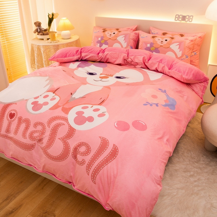 91家纺网 家纺一手货源 找家纺 一电 2025外贸跨境电商儿童卡通床上四件套亲肤牛奶绒学生三件床单被套加大珊瑚宝宝卡通3 贝贝熊