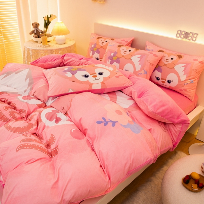 91家纺网 家纺一手货源 找家纺 一电 2025外贸跨境电商儿童卡通床上四件套亲肤牛奶绒学生三件床单被套加大珊瑚宝宝卡通3 贝贝熊