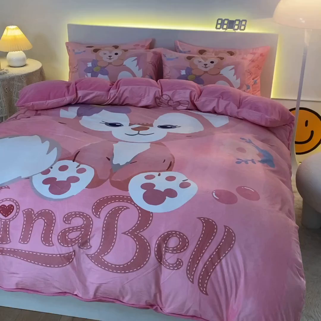 91家纺网 家纺一手货源 找家纺 一电 2025外贸跨境电商儿童卡通床上四件套亲肤牛奶绒学生三件床单被套加大珊瑚宝宝卡通3 贝贝熊