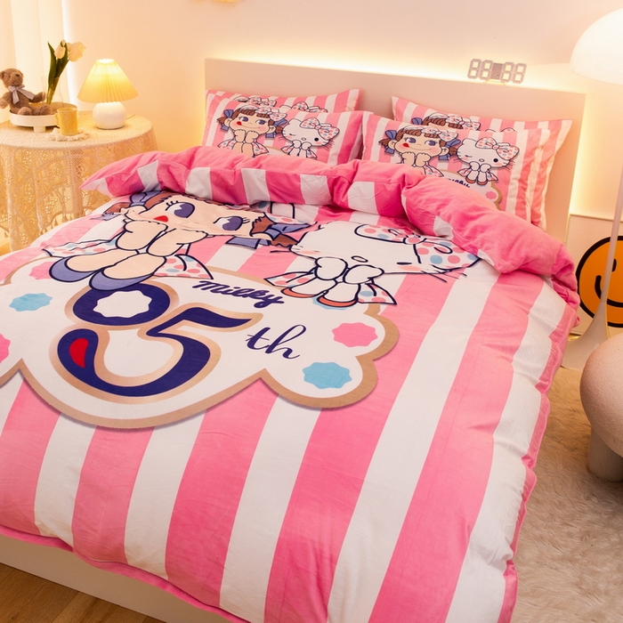 91家纺网 家纺一手货源 找家纺 一电 2025外贸跨境电商儿童卡通床上四件套亲肤牛奶绒学生三件床单被套加大珊瑚宝宝卡通3 公主伙伴