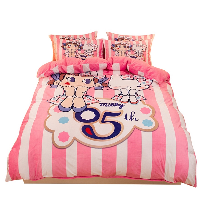 91家纺网 家纺一手货源 找家纺 一电 2025外贸跨境电商儿童卡通床上四件套亲肤牛奶绒学生三件床单被套加大珊瑚宝宝卡通3 公主伙伴