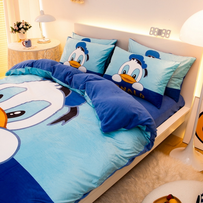 91家纺网 家纺一手货源 找家纺 一电 2025外贸跨境电商儿童卡通床上四件套亲肤牛奶绒学生三件床单被套加大珊瑚宝宝卡通单被套3 起立