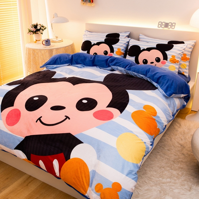 91家纺网 家纺一手货源 找家纺 一电 2025外贸跨境电商儿童卡通床上四件套亲肤牛奶绒学生三件床单被套加大珊瑚宝宝卡通单被套 小哥哥