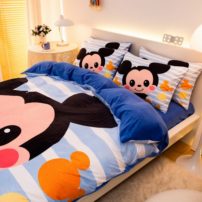 91家纺网 家纺一手货源 找家纺 一电 2025外贸跨境电商儿童卡通床上四件套亲肤牛奶绒学生三件床单被套加大珊瑚宝宝卡通单被套 小哥哥