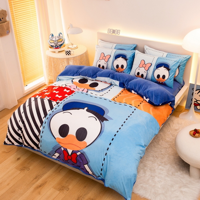 91家纺网 家纺一手货源 找家纺 一电 2025外贸跨境电商儿童卡通床上四件套亲肤牛奶绒学生三件床单被套加大珊瑚宝宝卡通3 上课