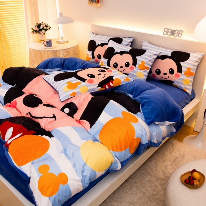 91家纺网 家纺一手货源 找家纺 一电 2025外贸跨境电商儿童卡通床上四件套亲肤牛奶绒学生三件床单被套加大珊瑚宝宝卡通单被套 小哥哥