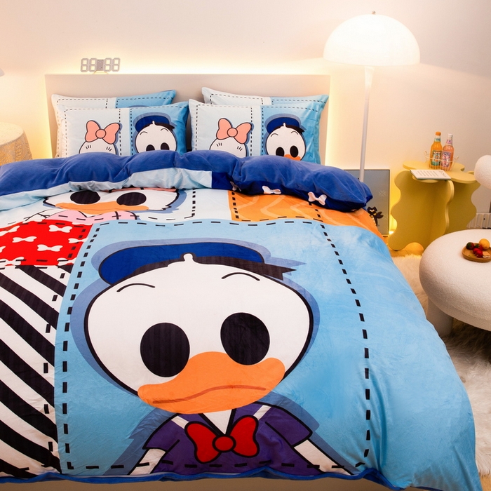 91家纺网 家纺一手货源 找家纺 一电 2025外贸跨境电商儿童卡通床上四件套亲肤牛奶绒学生三件床单被套加大珊瑚宝宝卡通单被套3 上课