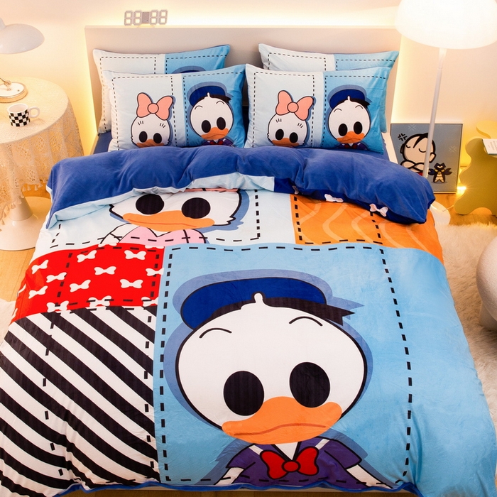 91家纺网 家纺一手货源 找家纺 一电 2025外贸跨境电商儿童卡通床上四件套亲肤牛奶绒学生三件床单被套加大珊瑚宝宝卡通单被套3 上课