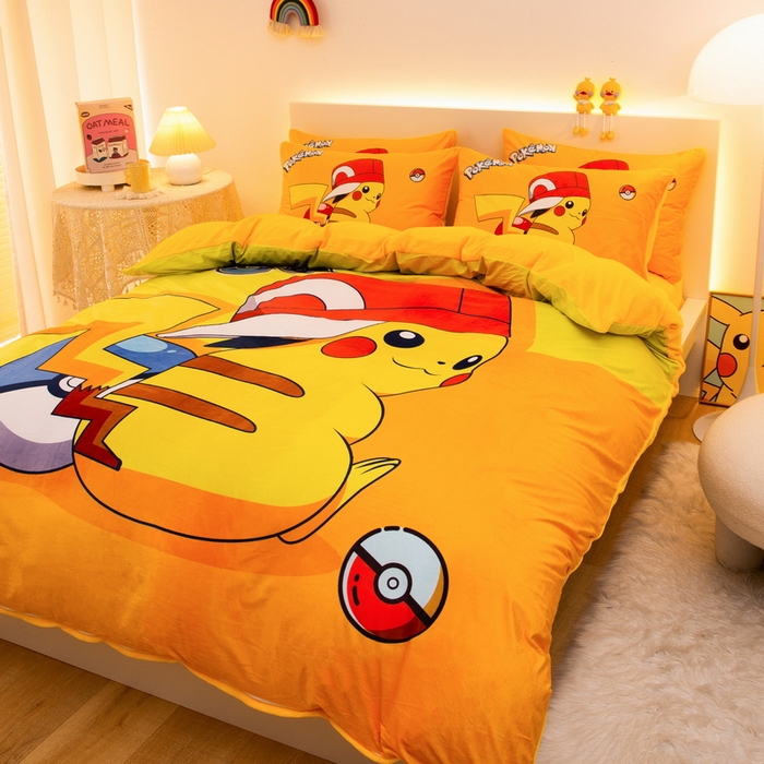 91家纺网 家纺一手货源 找家纺 一电 2025外贸跨境电商儿童卡通床上四件套亲肤牛奶绒学生三件床单被套加大珊瑚宝宝卡通单被套 小红帽皮卡丘