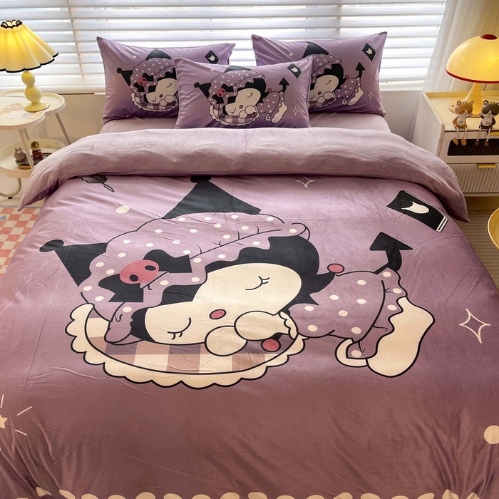 91家纺网 家纺一手货源 找家纺 一电 2025外贸跨境电商儿童卡通床上四件套亲肤牛奶绒学生三件床单被套加大珊瑚宝宝卡通单被套3 睡觉公主