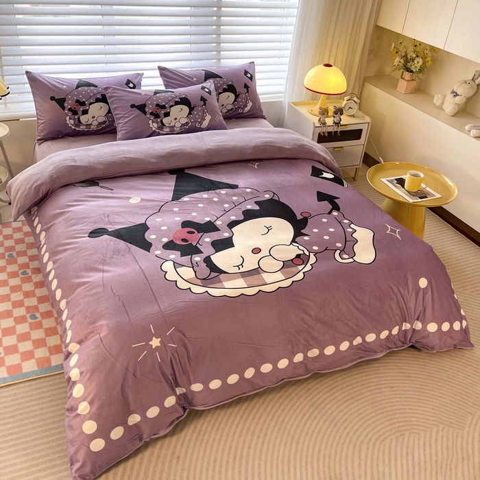 91家纺网 家纺一手货源 找家纺 一电 2025外贸跨境电商儿童卡通床上四件套亲肤牛奶绒学生三件床单被套加大珊瑚宝宝卡通单被套3 睡觉公主