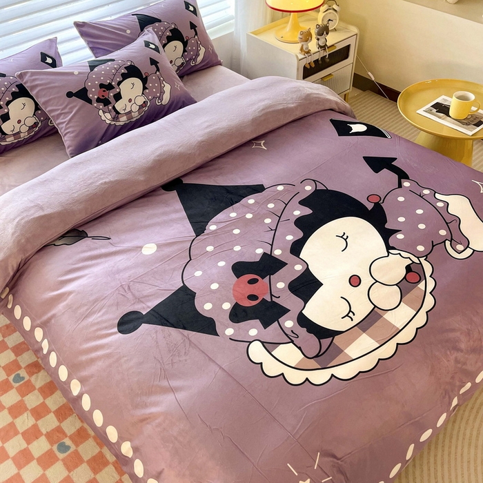 91家纺网 家纺一手货源 找家纺 一电 2025外贸跨境电商儿童卡通床上四件套亲肤牛奶绒学生三件床单被套加大珊瑚宝宝卡通单被套3 睡觉公主