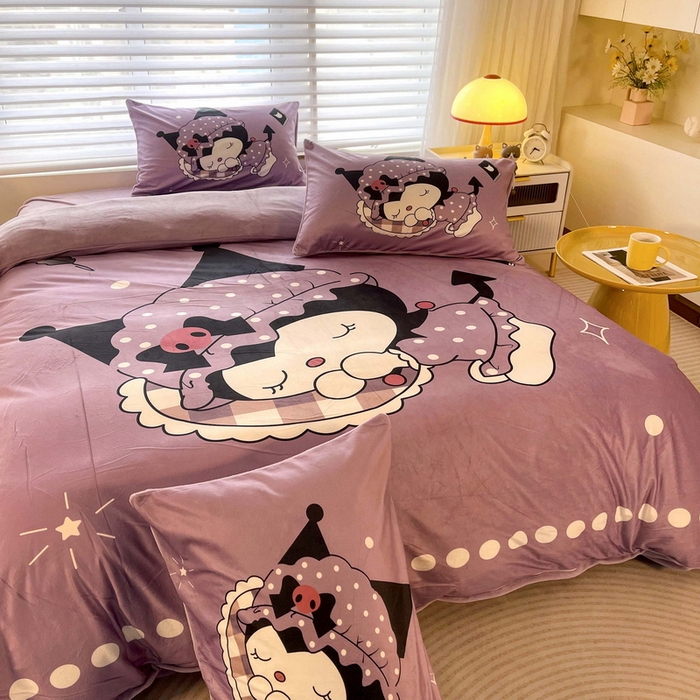 91家纺网 家纺一手货源 找家纺 一电 2025外贸跨境电商儿童卡通床上四件套亲肤牛奶绒学生三件床单被套加大珊瑚宝宝卡通单被套3 睡觉公主