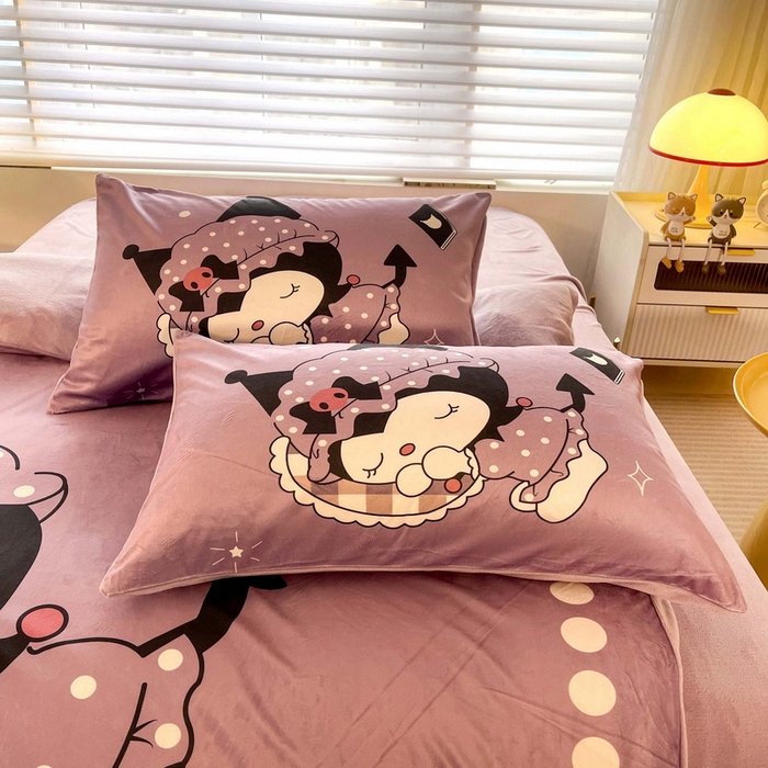 91家纺网 家纺一手货源 找家纺 一电 2025外贸跨境电商儿童卡通床上四件套亲肤牛奶绒学生三件床单被套加大珊瑚宝宝卡通单被套3 睡觉公主