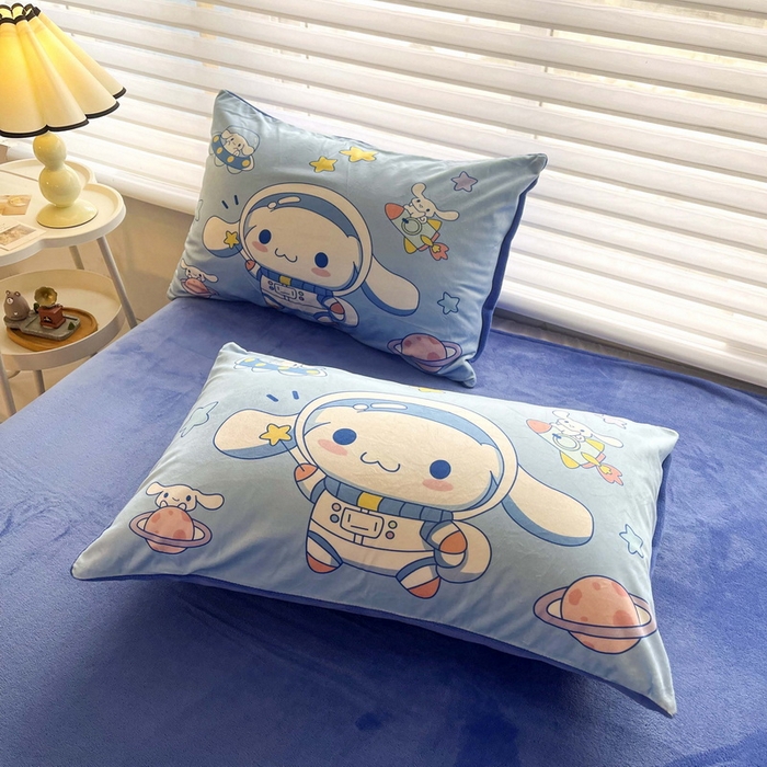 91家纺网 家纺一手货源 找家纺 一电 2025外贸跨境电商儿童卡通床上四件套亲肤牛奶绒学生三件床单被套加大珊瑚宝宝卡通3 太空玉桂狗