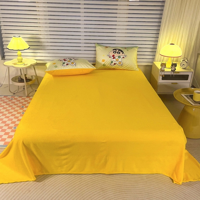 91家纺网 家纺一手货源 找家纺 一电 2025外贸跨境电商儿童卡通床上四件套亲肤牛奶绒学生三件床单被套加大珊瑚宝宝卡通单被套 小新