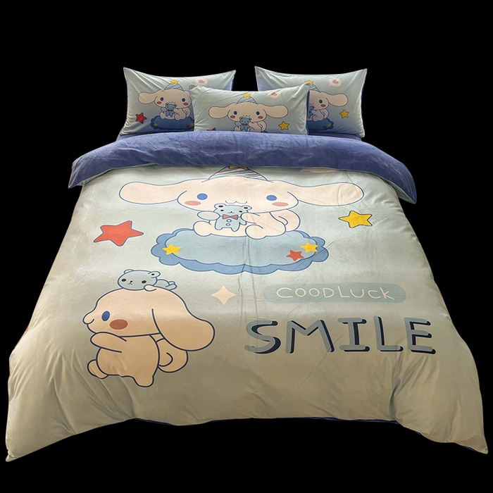 91家纺网 家纺一手货源 找家纺 一电 2025外贸跨境电商儿童卡通床上四件套亲肤牛奶绒学生三件床单被套加大珊瑚宝宝卡通3 小熊玉桂狗