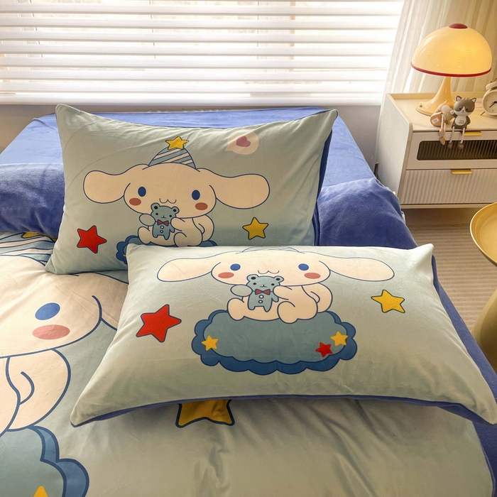 91家纺网 家纺一手货源 找家纺 一电 2025外贸跨境电商儿童卡通床上四件套亲肤牛奶绒学生三件床单被套加大珊瑚宝宝卡通单被套3 小熊玉桂狗