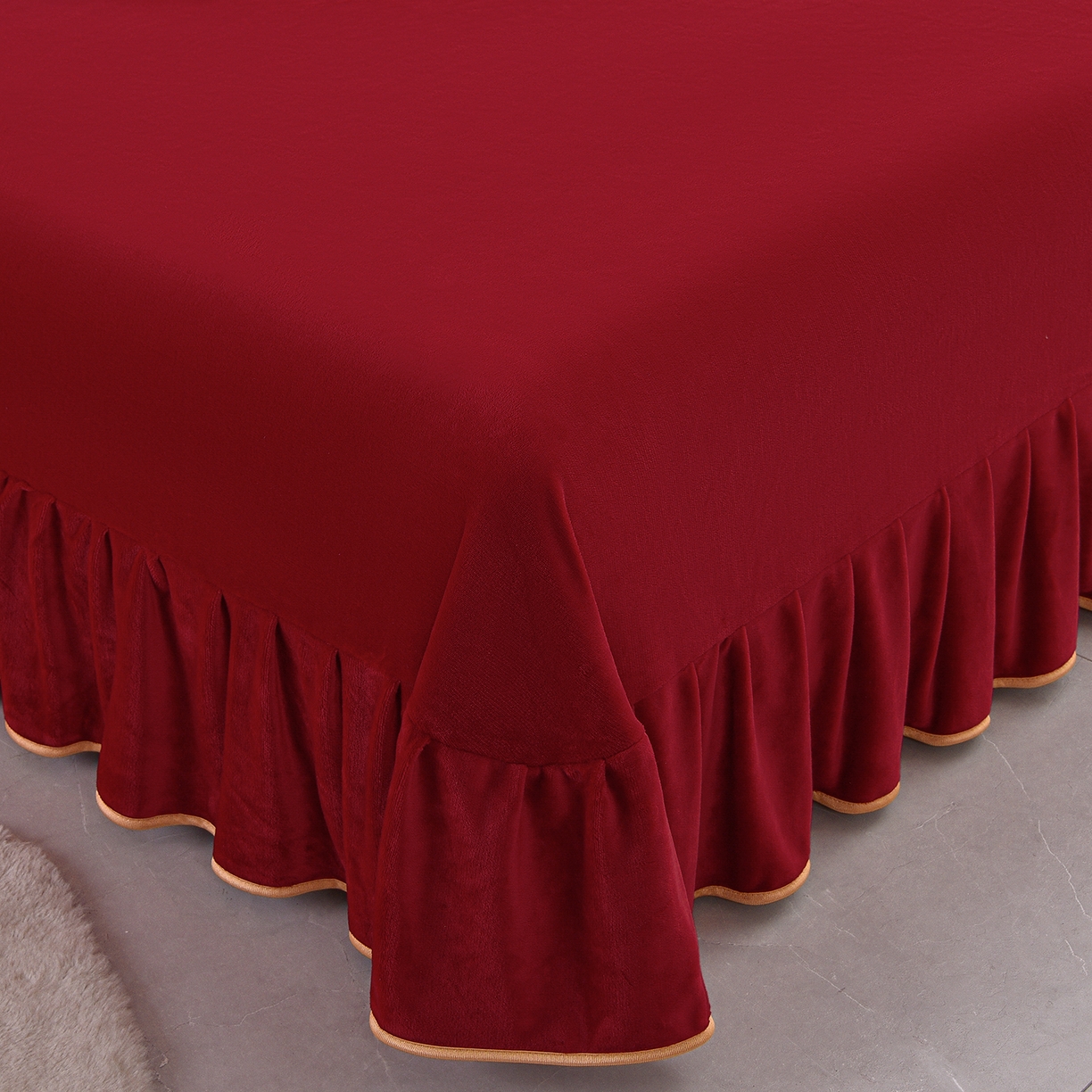 91家纺网 家纺一手货源 找家纺 赛丽雅 2025新款牛奶绒床裙四件套8-9斤法莱绒直播爆款日产2万套 叶琉璃