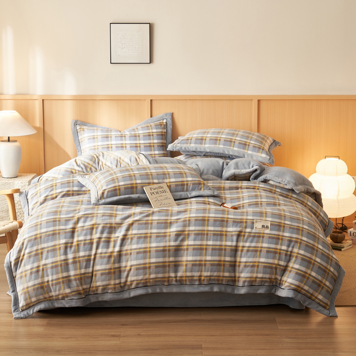 91家纺网 家纺一手货源 找家纺 寐绸家纺 2025秋冬新款牛奶绒无印风四件套 无印风四件套-莫妮卡