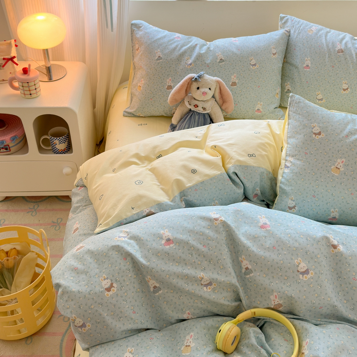 91家纺网 家纺一手货源 找家纺 （总）清雅福 2026春夏新品全棉13372小清新四件套系列