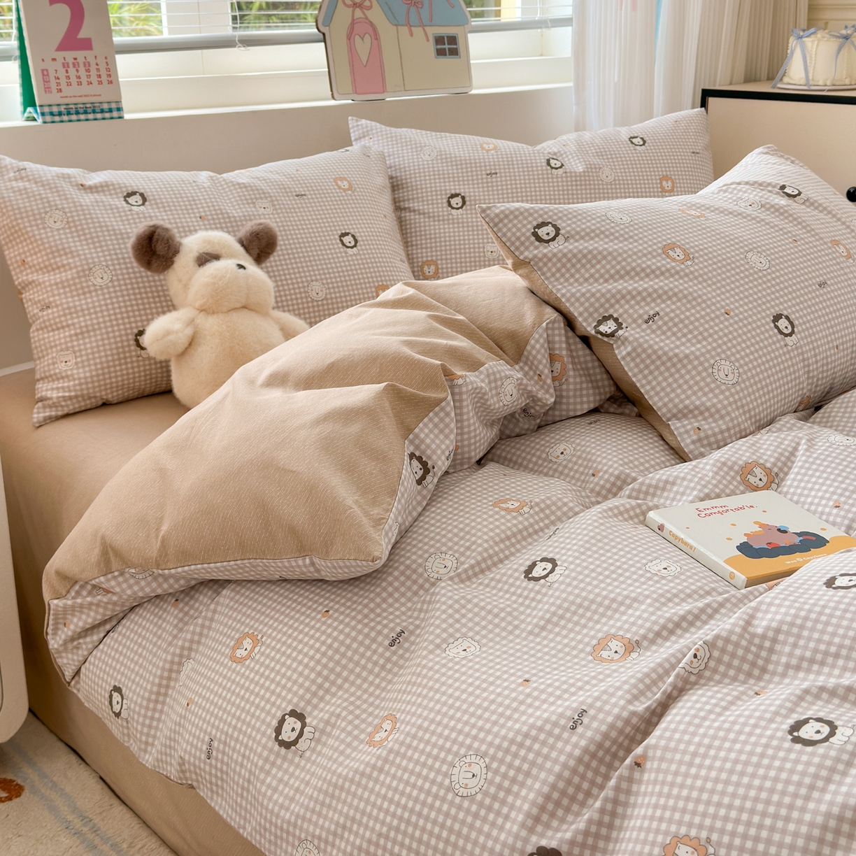 91家纺网 家纺一手货源 找家纺 清雅福 2026春夏新品全棉13372小清新四件套系列 麦克狮