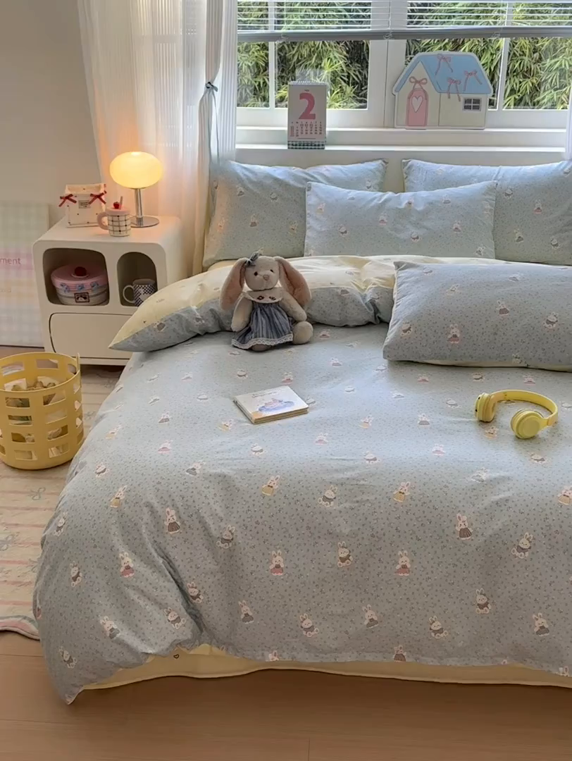 91家纺网 家纺一手货源 找家纺 （总）清雅福 2026春夏新品全棉13372小清新四件套系列