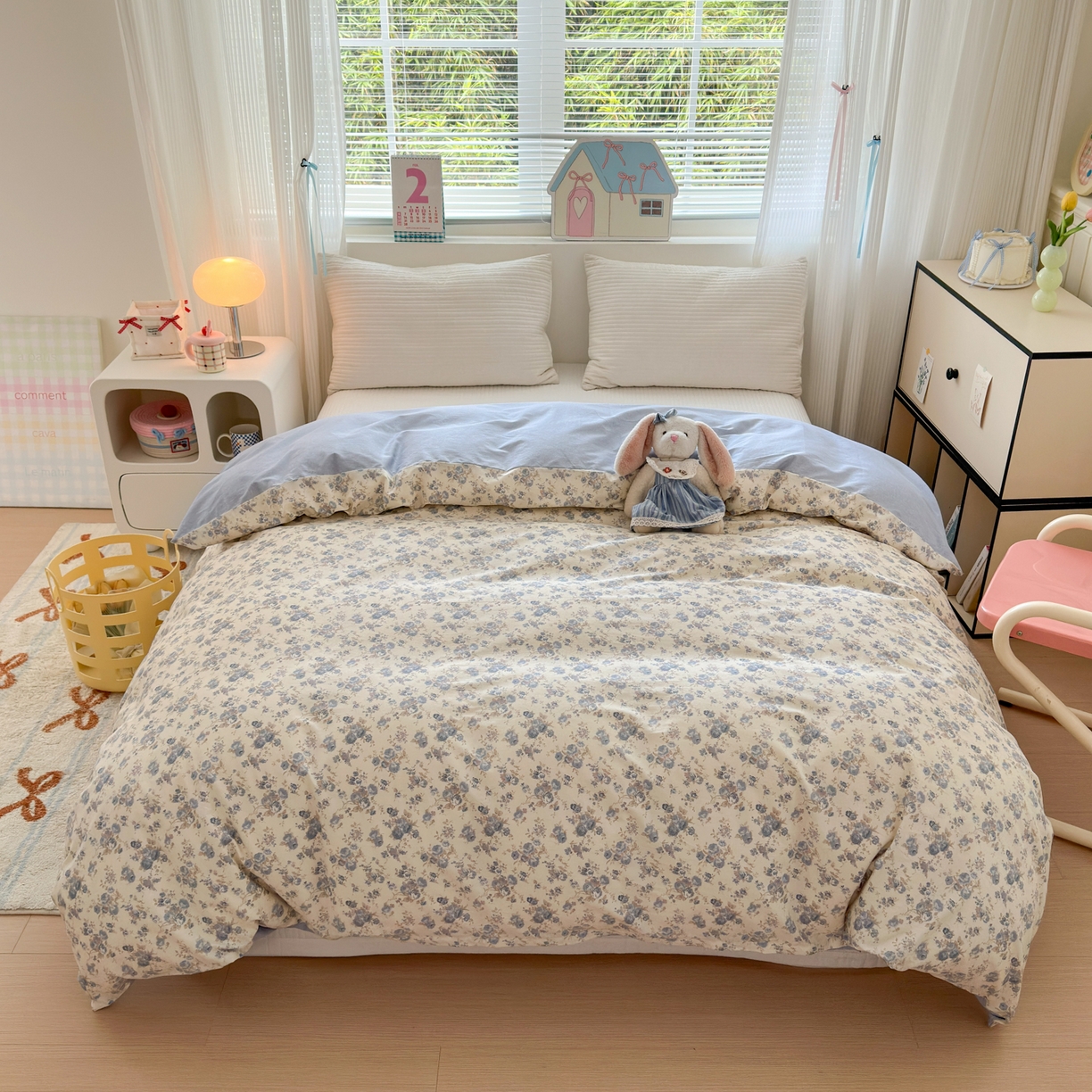 91家纺网 家纺一手货源 找家纺 （总）清雅福 2026春夏新品全棉13372小清新四件套系列