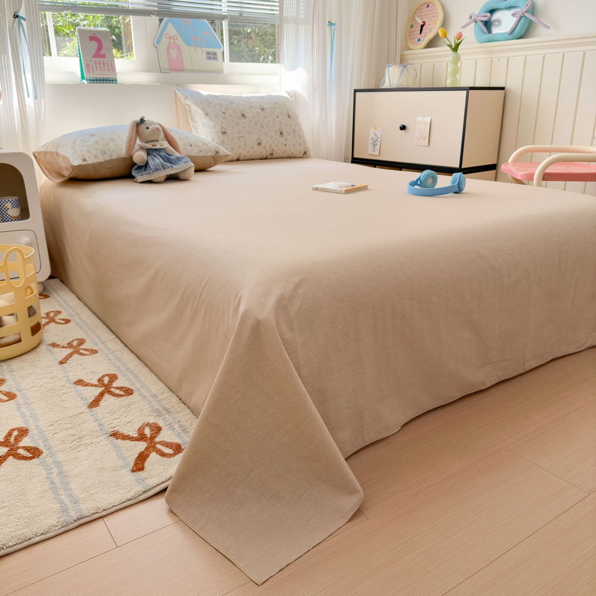 91家纺网 家纺一手货源 找家纺 清雅福 2026春夏新品全棉13372小清新单被套系列 栗子狗