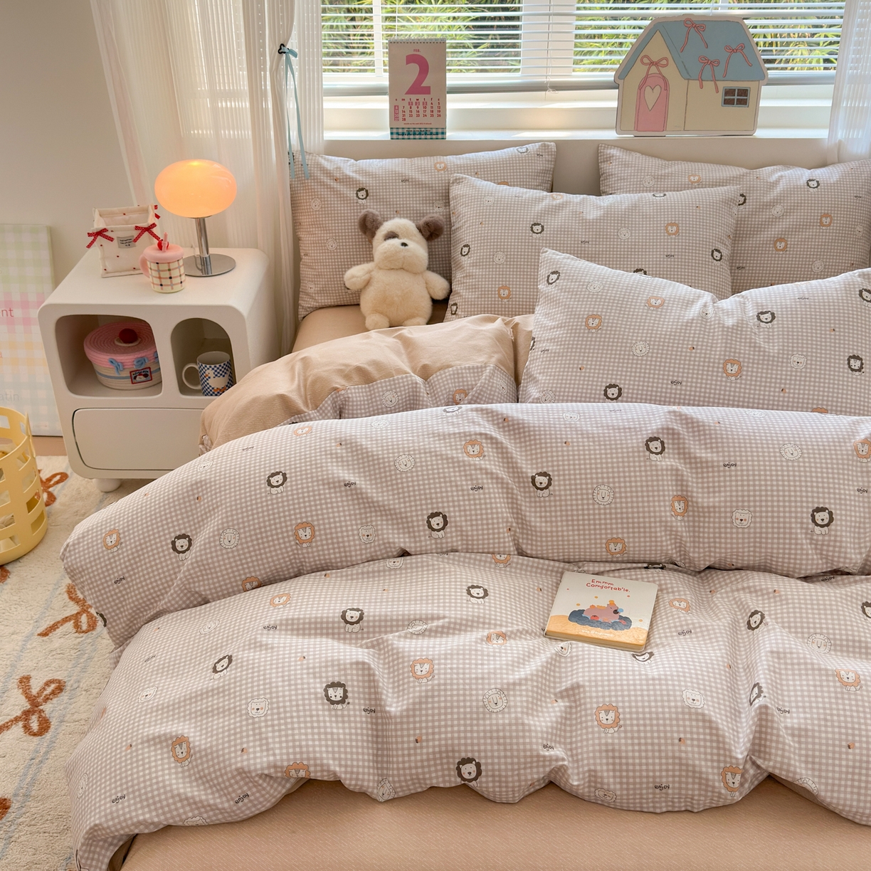 91家纺网 家纺一手货源 找家纺 清雅福 2026春夏新品全棉13372小清新单被套系列 麦克狮