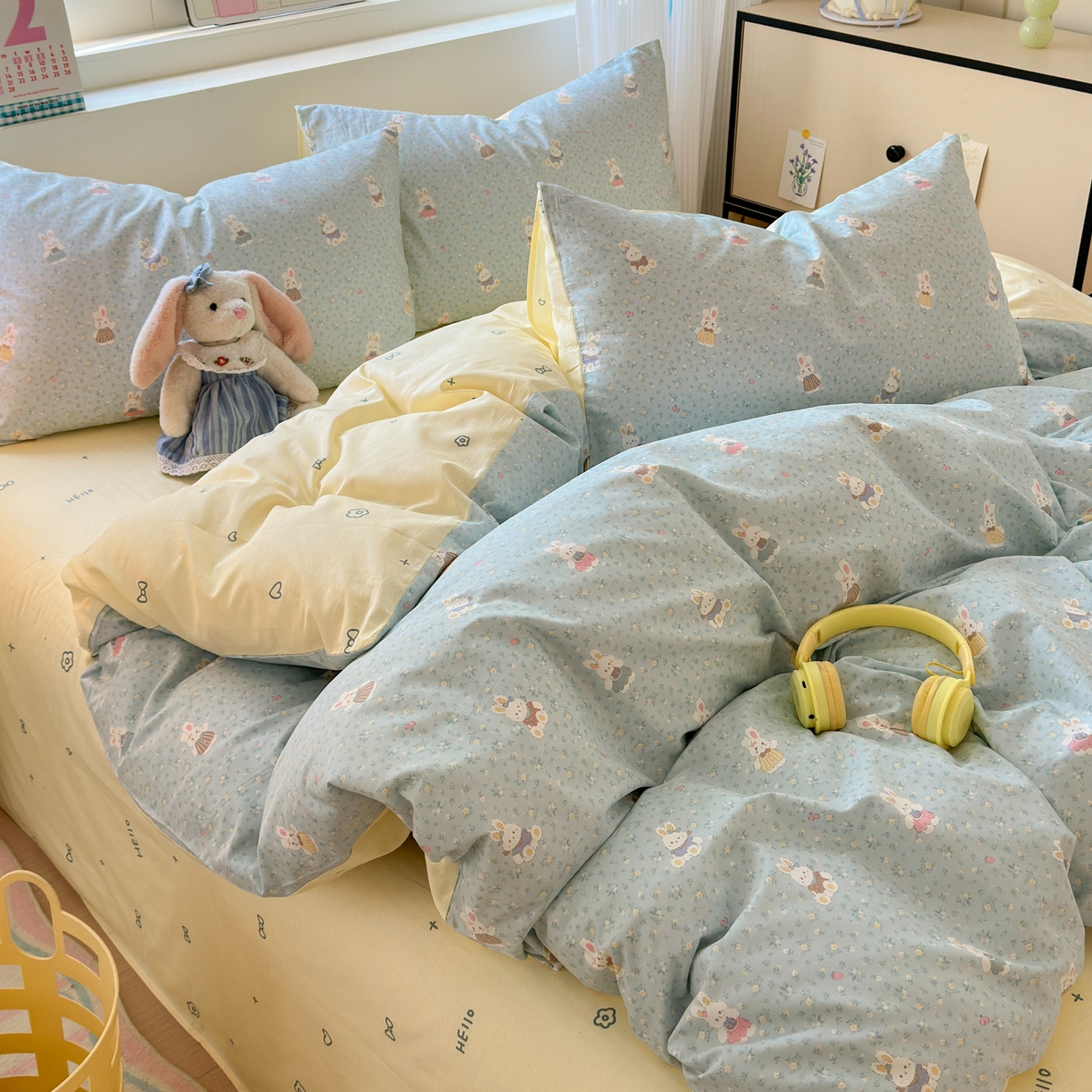 91家纺网 家纺一手货源 找家纺 （总）清雅福 2026春夏新品全棉13372小清新单被套系列