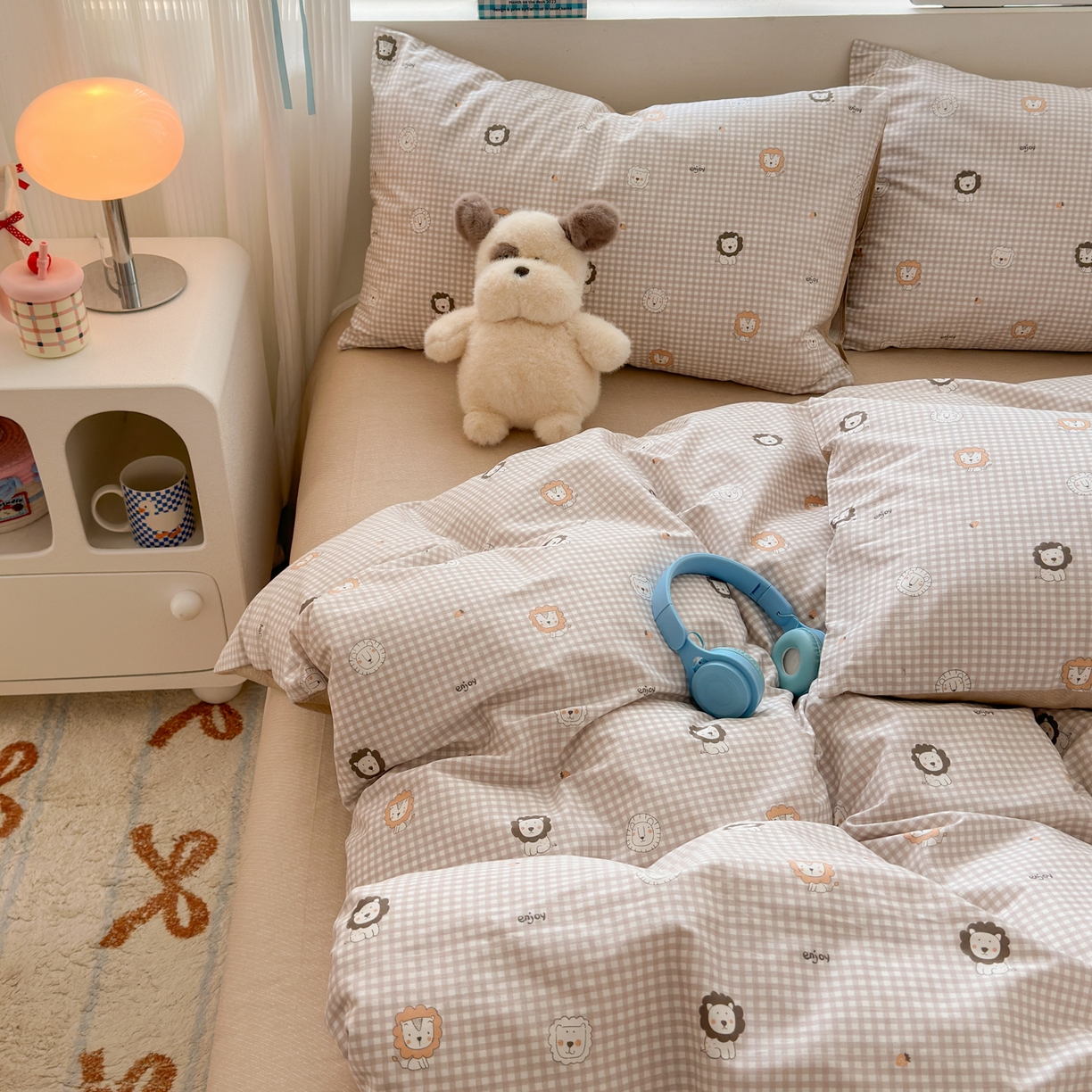 91家纺网 家纺一手货源 找家纺 清雅福 2026春夏新品全棉13372小清新单被套系列 麦克狮