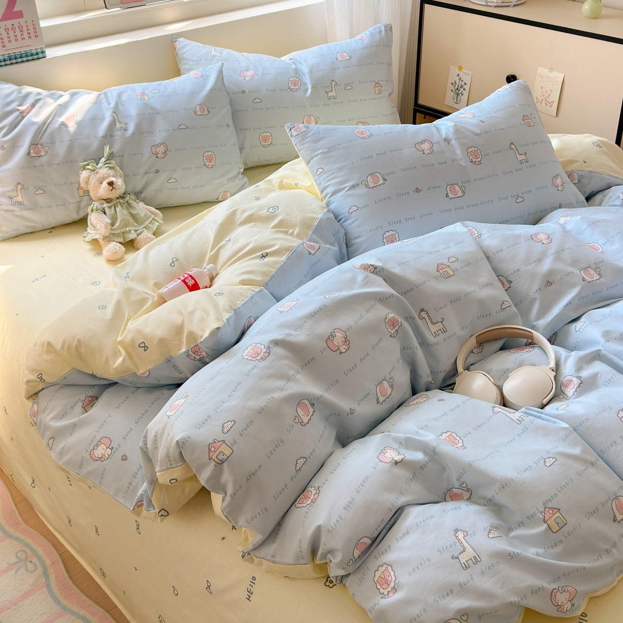 91家纺网 家纺一手货源 找家纺 清雅福 2026春夏新品全棉13372小清新单枕套系列 小象之家兰