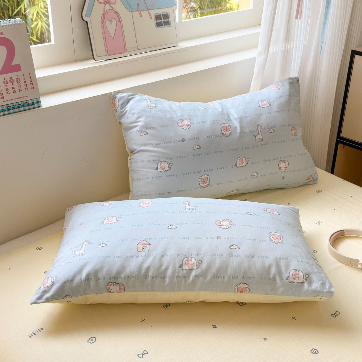 清雅福 2026春夏新品全棉13372小清新单枕套系列 小象之家兰