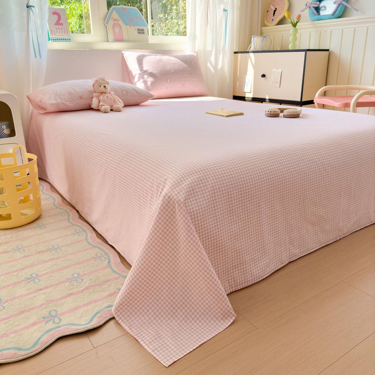 91家纺网 家纺一手货源 找家纺 清雅福 2026春夏新品全棉13372小清新单枕套系列 小象之家粉