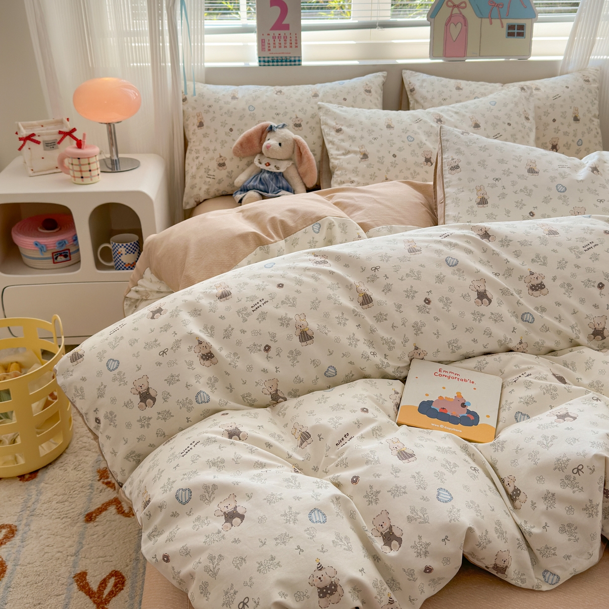 91家纺网 家纺一手货源 找家纺 清雅福 2026春夏新品全棉13372小清新单枕套系列 栗子狗