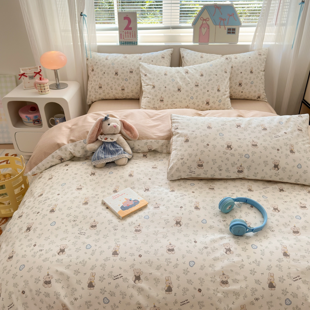 91家纺网 家纺一手货源 找家纺 清雅福 2026春夏新品全棉13372小清新单枕套系列 栗子狗