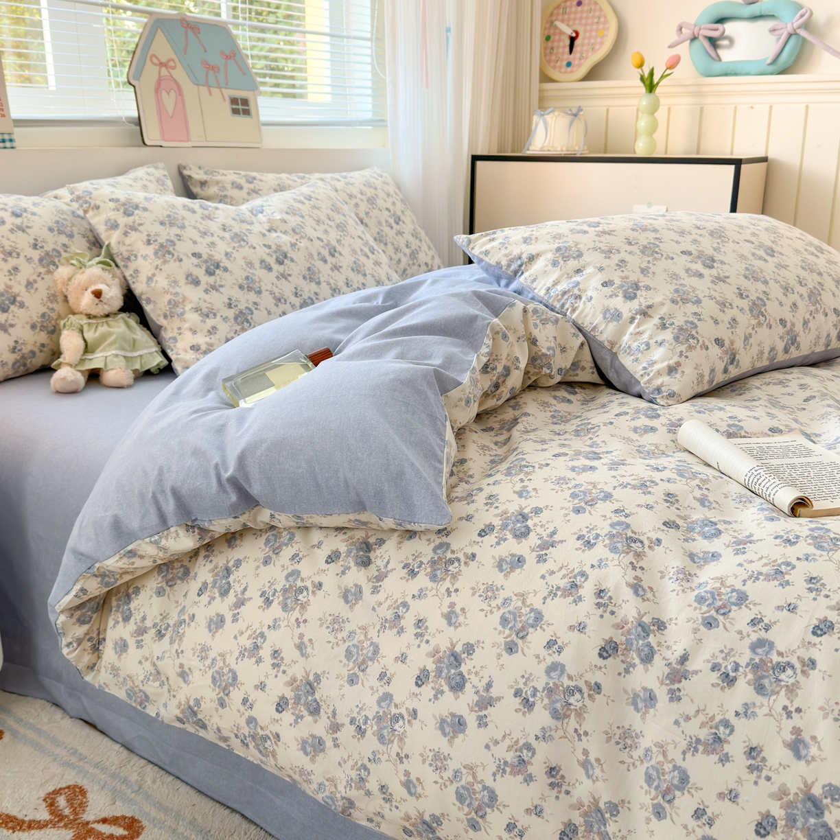 91家纺网 家纺一手货源 找家纺 清雅福 2026春夏新品全棉13372小清新单枕套系列 千代兰