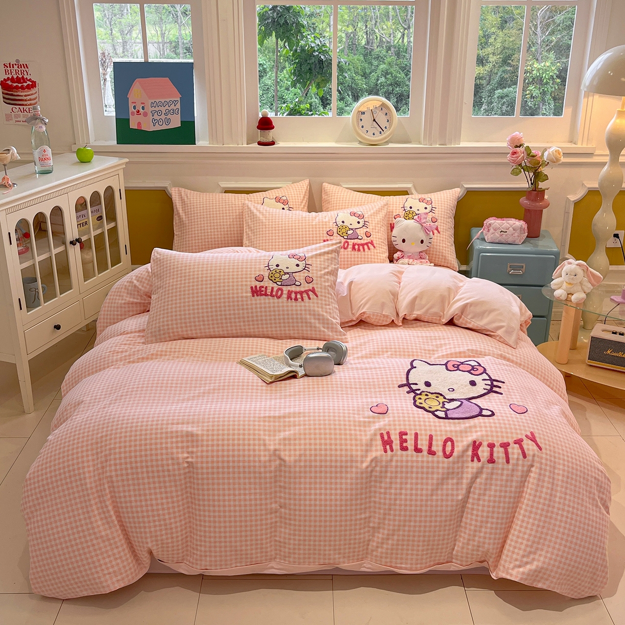 （总）蓝邻家纺 2025新款全棉磨毛三丽鸥毛巾绣四件套系列