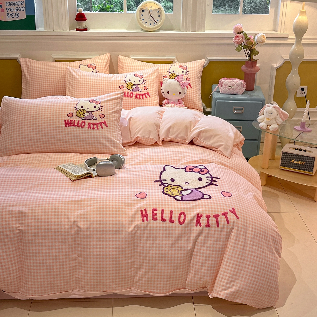 91家纺网 家纺一手货源 找家纺 （总）蓝邻家纺 2025新款全棉磨毛三丽鸥毛巾绣四件套系列