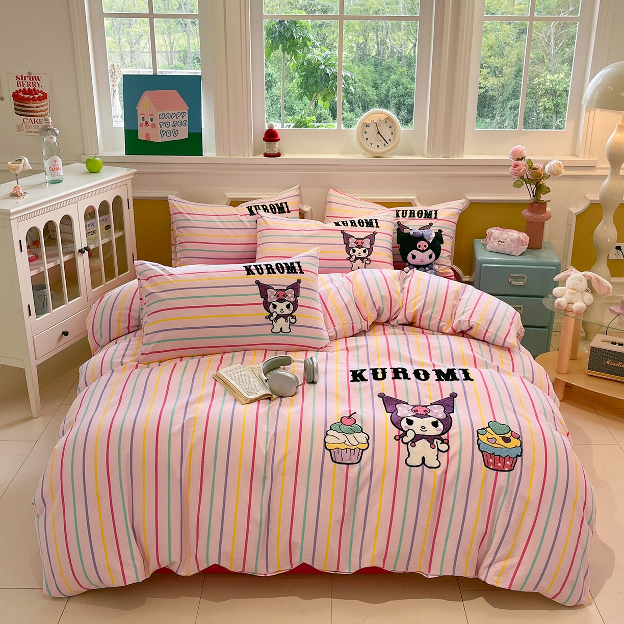 91家纺网 家纺一手货源 找家纺 （总）蓝邻家纺 2025新款全棉磨毛三丽鸥毛巾绣四件套系列