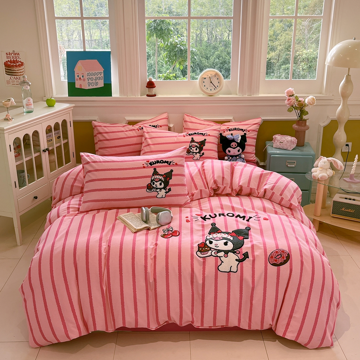 91家纺网 家纺一手货源 找家纺 （总）蓝邻家纺 2025新款全棉磨毛三丽鸥毛巾绣四件套系列