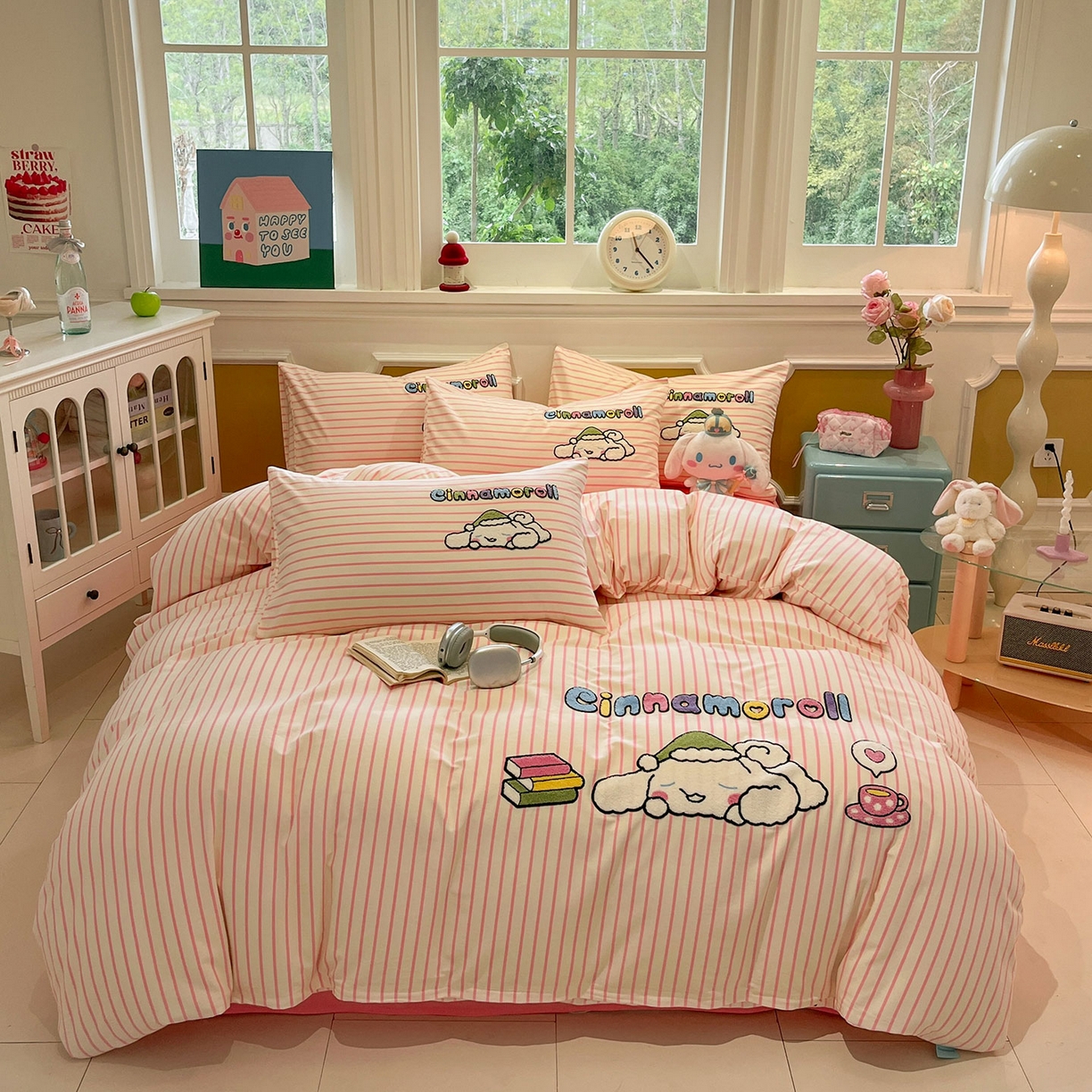 91家纺网 家纺一手货源 找家纺 （总）蓝邻家纺 2025新款全棉磨毛三丽鸥毛巾绣四件套系列