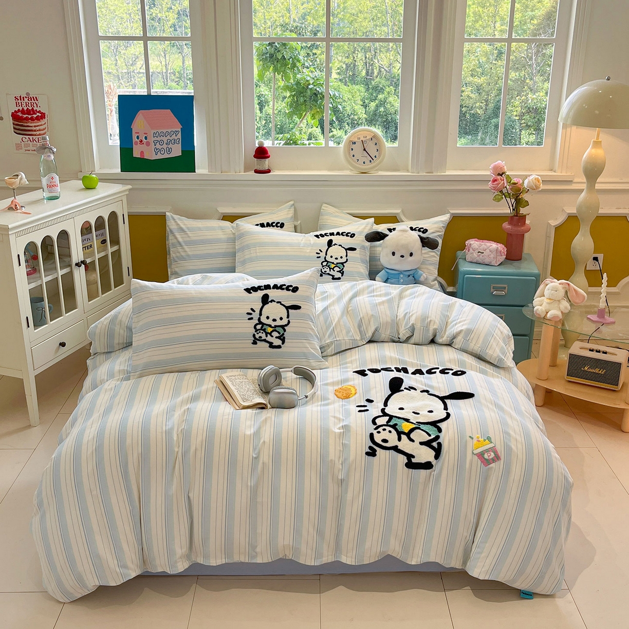 91家纺网 家纺一手货源 找家纺 （总）蓝邻家纺 2025新款全棉磨毛三丽鸥毛巾绣四件套系列