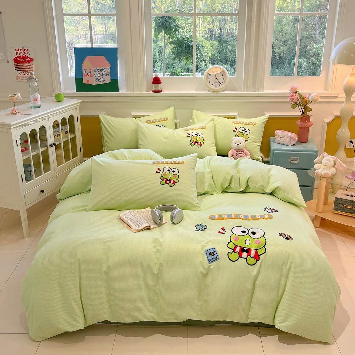 91家纺网 家纺一手货源 找家纺 （总）蓝邻家纺 2025新款全棉磨毛三丽鸥毛巾绣四件套系列